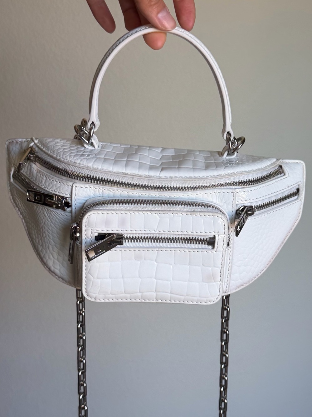 Alexander Wang White Croc Leather Mini Attica Bag